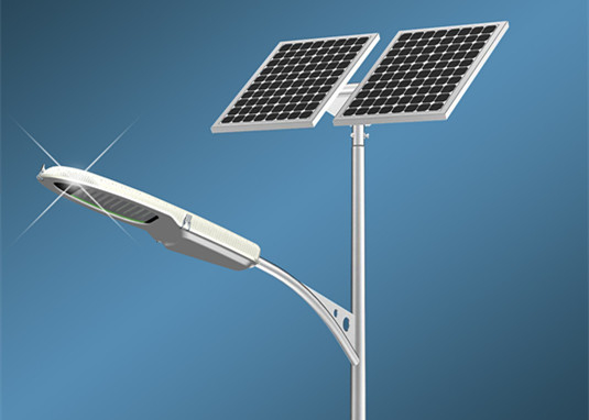 China 4200k 65w 12v Solar Powered LED Street Lights 7800lm Low Power Consumption Light Efficiency supplier