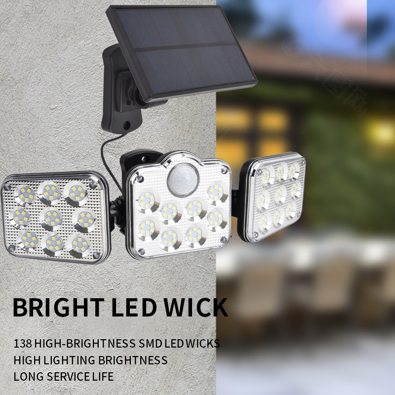 Powered Outdoor Solar LED Wall Lights With Sensor 195x130x100mm 122 SMD LED 1.8w